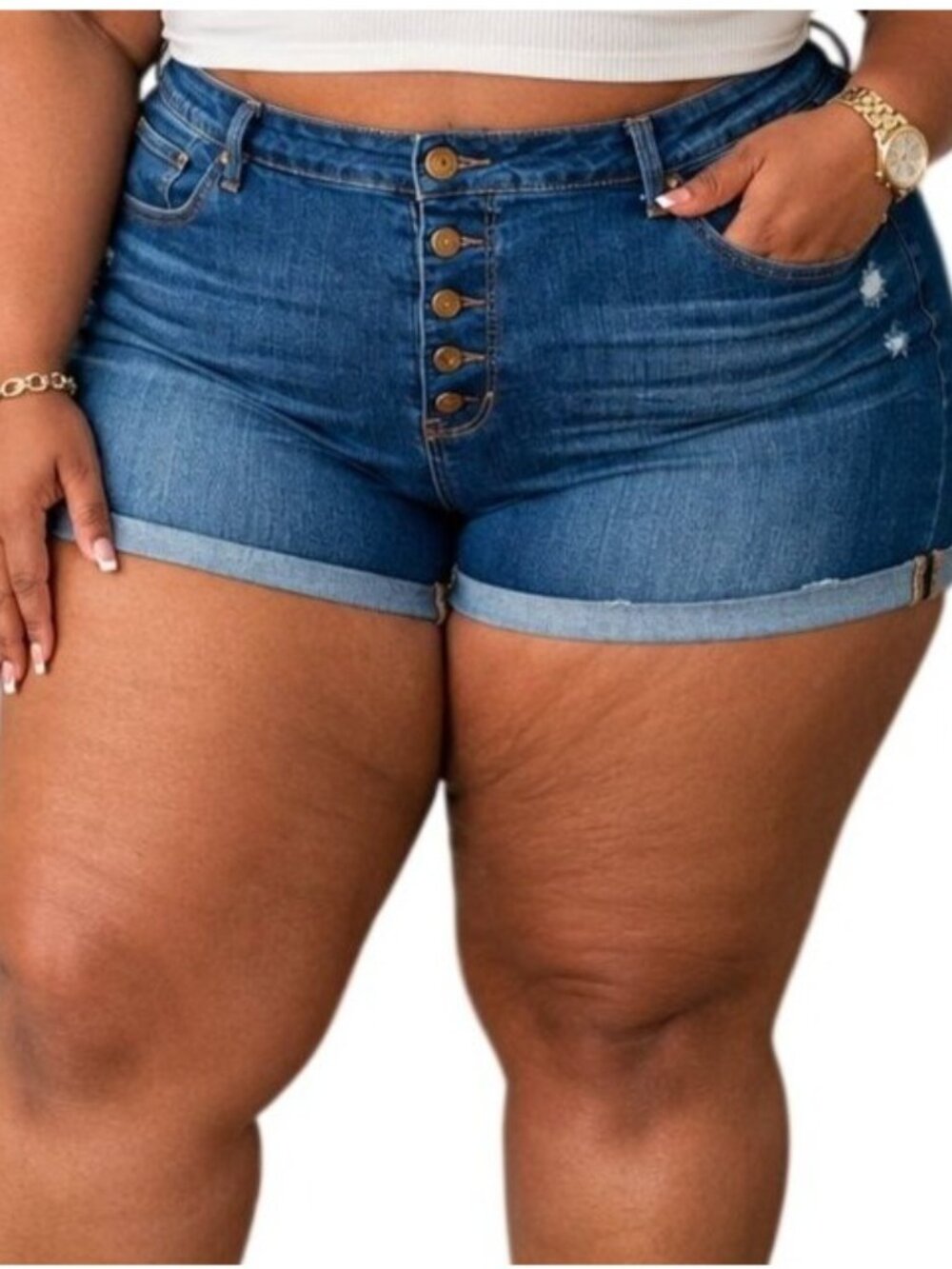 Time And Tru Plus Size 20 Shorts High-Rise Distressed Denim Button Fly